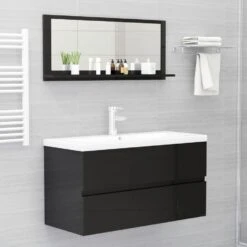 VidaXL Badkamerspiegel 90x10,5x37 Cm Spaanplaat Hoogglans Zwart -VIDAL Salle De Bain Winkel 356bea86dcf346e6b27f35f7e7b93c2b
