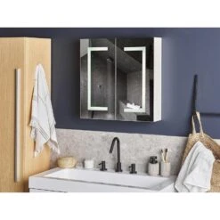 Beliani Badkamerkast Met Spiegel MAZARREDO - Wit Multiplex -VIDAL Salle De Bain Winkel 3646df0fa83a469e9fef4f06bf68cd9d