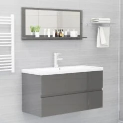 VidaXL Badkamerspiegel 90x10,5x37 Cm Spaanplaat Hoogglans Grijs -VIDAL Salle De Bain Winkel 40ea2cafc2314ea4b8b769bea3ef54aa