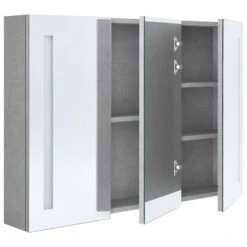 VidaXL Badkamerkast Met Spiegel En LED 89x14x62 Cm Betongrijs -VIDAL Salle De Bain Winkel 410c06955b5146afab3e27194c784cdd