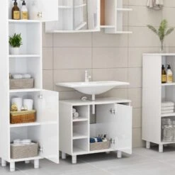 VidaXL Badkamerkast 60x32x53,5 Cm Spaanplaat Hoogglans Wit -VIDAL Salle De Bain Winkel 43207a7f3a6148519b1f4d556a76277b