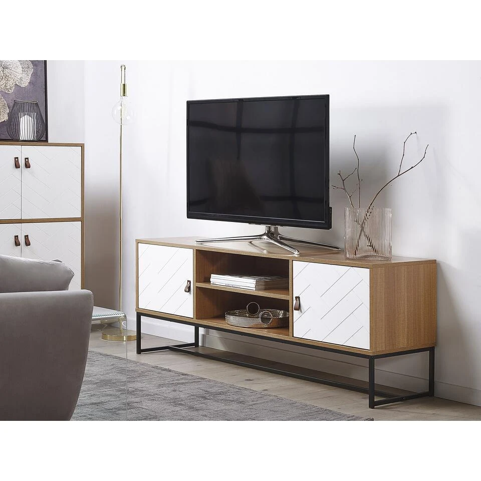 Beliani TV-kast NUEVA - Lichte Houtkleur Mdf 2 Beliani TV-kast NUEVA - Lichte Houtkleur Mdf - Afbeelding 2