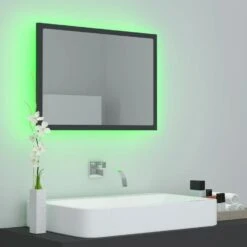 VidaXL Badkamerspiegel LED 60x8,5x37 Cm Acryl Grijs -VIDAL Salle De Bain Winkel 4a8aed8347034c2493bd77a27d2e552f