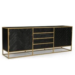 Dressoir Napels 210cm Goud - Mangohout - Bruin - Rechthoekig -VIDAL Salle De Bain Winkel 4ffe9ae49303473c935d287d7f9a06cc