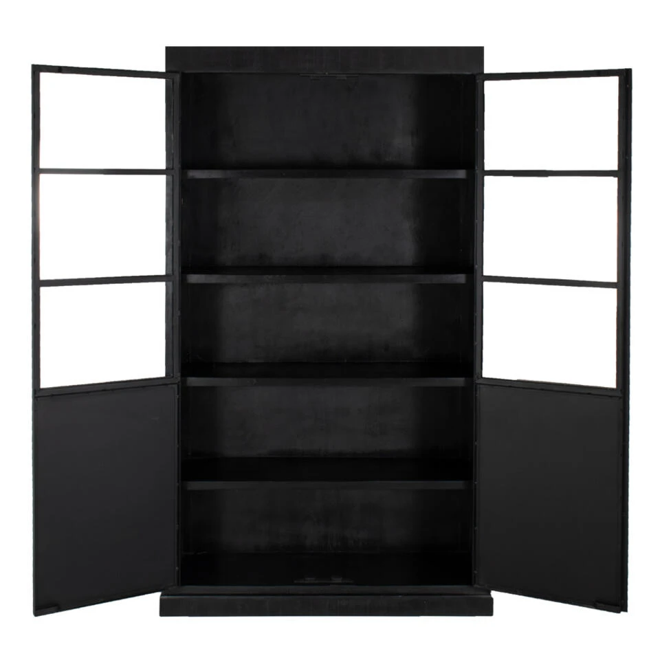 Giga Meubel Vitrinekast Zwart - Mangohout & IJzer - 2-Deurs 3 Giga Meubel Vitrinekast Zwart - Mangohout & IJzer - 2-Deurs - Afbeelding 3