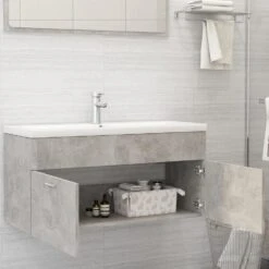 VidaXL Wastafelkast 100x38,5x46 Cm Spaanplaat Betongrijs -VIDAL Salle De Bain Winkel 526d91f010304a40af7b08a5cb41013c