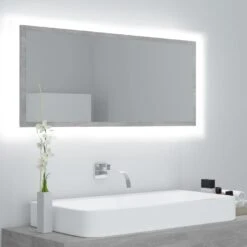 VidaXL Badkamerspiegel LED 100x8,5x37 Cm Acryl Betongrijs -VIDAL Salle De Bain Winkel 5379fbbb0bf74f8aaba329446689e0f4