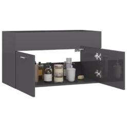 VidaXL Wastafelkast 80x38,5x46 Cm Spaanplaat Hoogglans Grijs -VIDAL Salle De Bain Winkel 54d8ee7693f243feb275d33d82c741f4