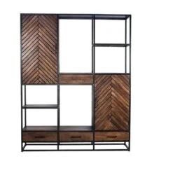 Giga Meubel Vakkenkast Visgraat Bruin - Mangohout - 160x40x200cm - Isa -VIDAL Salle De Bain Winkel 5a32ad1366584b11918bbcf1508a79ee