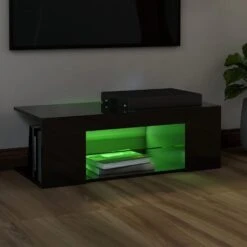 VidaXL Tv-meubel Met LED-verlichting 90x39x30 Cm Hoogglans Zwart -VIDAL Salle De Bain Winkel 5e578fe941a04c109020cf58520b43c6