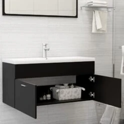 VidaXL Wastafelkast 100x38,5x46 Cm Spaanplaat Zwart -VIDAL Salle De Bain Winkel 5f5c1a695297432c9beb7697756df662
