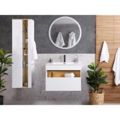 Beliani Badkamerkast Met Spiegel FIGUERES - Wit Mdf -VIDAL Salle De Bain Winkel 65df098248c4431681ef9d0066f82f8b