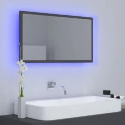 VidaXL Badkamerspiegel LED 80x8,5x37 Cm Acryl Grijs -VIDAL Salle De Bain Winkel 66eb3264ffea4a91becb9925ffd6f2bd