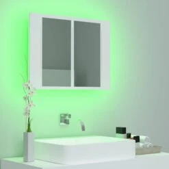 VidaXL Badkamerkast Met Spiegel En LED 60x12x45 Cm Acryl Wit -VIDAL Salle De Bain Winkel 6c5851e9b0964c40994fc76db7f37e69