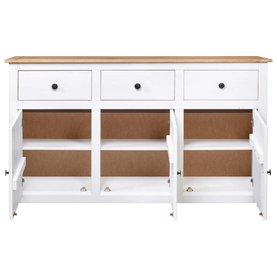 VidaXL Dressoir Panama Range 135x40x80 Cm Massief Grenenhout Wit 3 VidaXL Dressoir Panama Range 135x40x80 Cm Massief Grenenhout Wit - Afbeelding 3