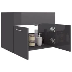 VidaXL Wastafelkast 60x38,5x46 Cm Spaanplaat Hoogglans Grijs -VIDAL Salle De Bain Winkel 6e7f83a0d1a744e9a6debd0ff4fcb974