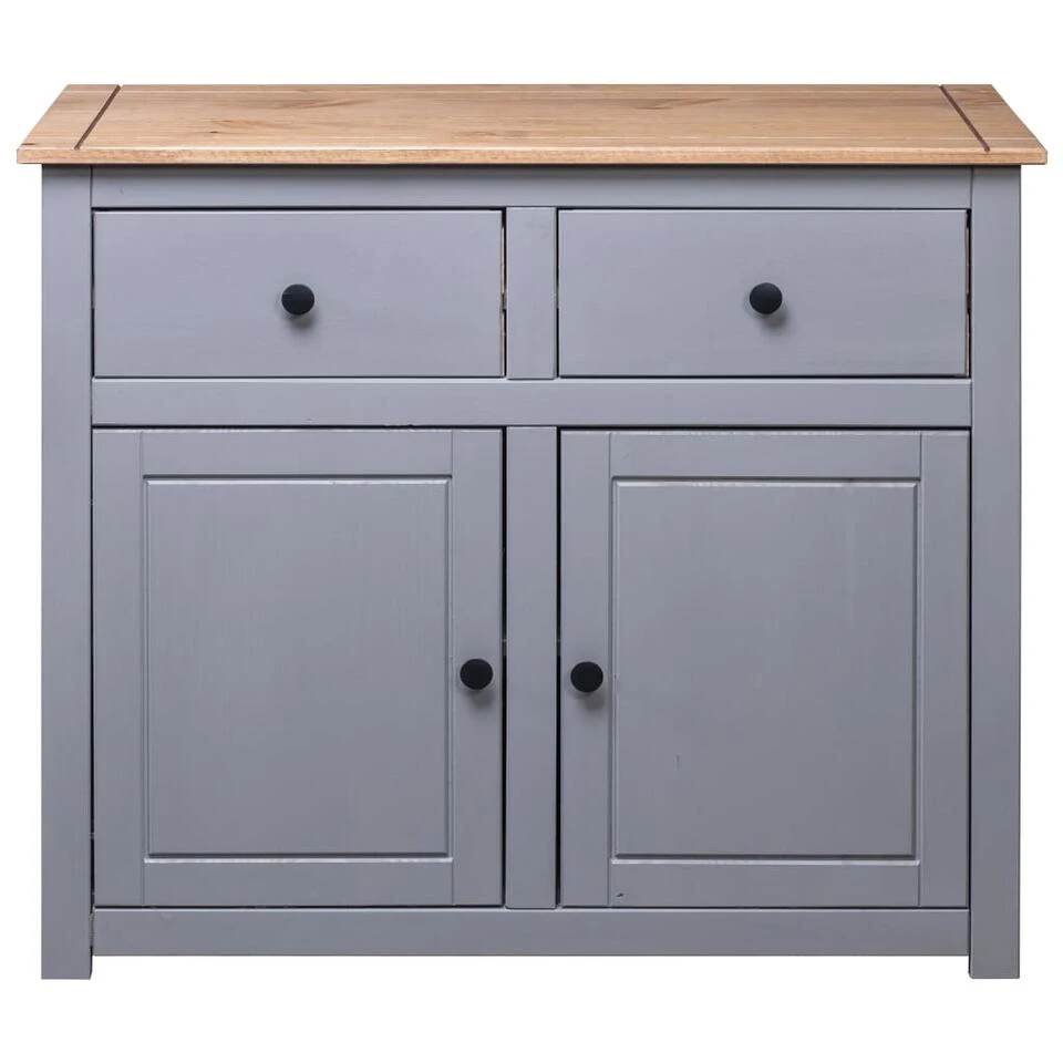 VidaXL Dressoir Panama Range 93x40x80 Cm Massief Grenenhout Grijs 4 VidaXL Dressoir Panama Range 93x40x80 Cm Massief Grenenhout Grijs - Afbeelding 4