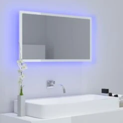 VidaXL Badkamerspiegel LED 80x8,5x37 Cm Acryl Hoogglans Wit -VIDAL Salle De Bain Winkel 7120fc40fb2646f48143d7aede0b9c90