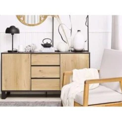 Beliani Sideboard ELDA - Lichte Houtkleur Mdf, Spaanplaat -VIDAL Salle De Bain Winkel 71703bd4eb6e45219e6eccc49ce6a821