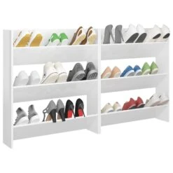 VidaXL Wandschoenenkasten 2 St 80x18x90 Cm Spaanplaat Hoogglans Wit -VIDAL Salle De Bain Winkel 71cf8cd655e844509d8f715ae4e79269