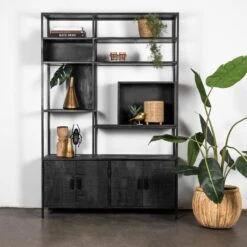 Giga Meubel Vakkenkast Mangohout - Zwart - 140x42x210cm - Kast Cube -VIDAL Salle De Bain Winkel 773929a48e2c42a4b4d76c37de0e2a00