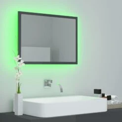 VidaXL Badkamerspiegel LED 60x8,5x37 Cm Acryl Hoogglans Grijs -VIDAL Salle De Bain Winkel 77b68b2cb55145969985b2faa2d5ab6c