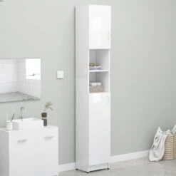 VidaXL Badkamerkast 32x25,5x190 Cm Spaanplaat Hoogglans Wit -VIDAL Salle De Bain Winkel 79fe44530d3f468ba657c97cdd36cb0d