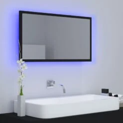 VidaXL Badkamerspiegel LED 80x8,5x37 Cm Acryl Zwart -VIDAL Salle De Bain Winkel 7aa47f7b8c77482aaa45cfacf839eb4e