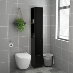 VidaXL Badkamerkast 25x25x170 Cm Spaanplaat Zwart -VIDAL Salle De Bain Winkel 7fd3ce3a3edd41e4b11a5a40834e7d0d