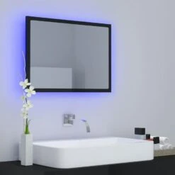 VidaXL Badkamerspiegel LED 60x8,5x37 Cm Acryl Hoogglans Zwart -VIDAL Salle De Bain Winkel 805c3d2dc76b47098e1cdd4536622f0d