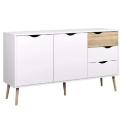 Dressoir Delta 5-vaks - Wit/eikenkleur - 81,7x147,1x39 Cm -VIDAL Salle De Bain Winkel 81000917 0100