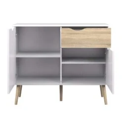 Dressoir Delta 3-vaks - Wit/eikenkleur - 81,7x98,6x39 Cm -VIDAL Salle De Bain Winkel 81000924 0101