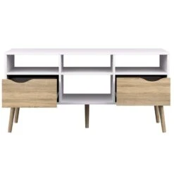 TV-meubel Delta 6-vaks - Wit/eikenkleur - 57,4x117,1x39 Cm -VIDAL Salle De Bain Winkel 81000926 0101