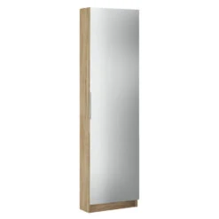 Schoenenkast Zapatero Met Spiegeldeur - Eikenkleur/wit