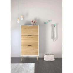 Schoenenkast Delta - Wit/eikenhout - 138,8x70,2x23,9 Cm -VIDAL Salle De Bain Winkel 81009577 0301