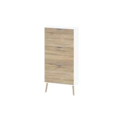 Schoenenkast Delta - Wit/eikenhout - 138,8x70,2x23,9 Cm