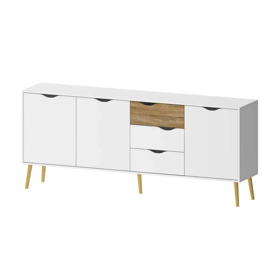 Dressoir Delta - 6-vaks - Wit/eikenkleur - 81,7x195,6x39,1 Cm 1 Dressoir Delta - 6-vaks - Wit/eikenkleur - 81,7x195,6x39,1 Cm