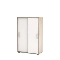 Kast Nano Met Schuifdeuren - Licht Eiken/wit - 105,6x68x32,9 Cm -VIDAL Salle De Bain Winkel 81015971 0300