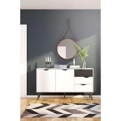 Dressoir Delta - Wit/mat Zwart - 81,7x147,2x39,1 Cm -VIDAL Salle De Bain Winkel 81018644 0500