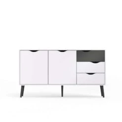 Dressoir Delta - Wit/mat Zwart - 81,7x147,2x39,1 Cm