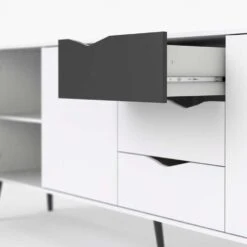 Dressoir Delta - 6 Vakken - Wit/mat Zwart - 81,7x195,7x39,1 Cm -VIDAL Salle De Bain Winkel 81018669 0400