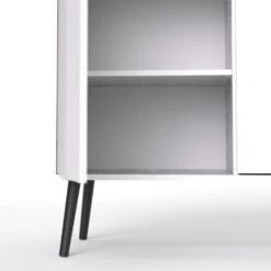 Dressoir Delta - 6 Vakken - Wit/mat Zwart - 81,7x195,7x39,1 Cm -VIDAL Salle De Bain Winkel 81018669 0500