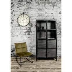 HSM Collection Vitrinekast Brooklyn - Zwart - 90x40x180 Cm -VIDAL Salle De Bain Winkel 81021296 0500