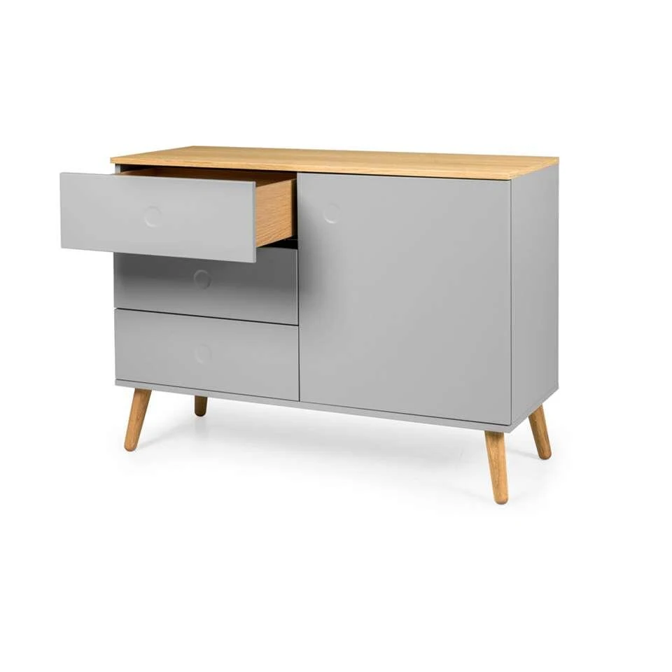 Tenzo Dressoir Dot - Grijs/eiken - 79x109x43 Cm 2 Tenzo Dressoir Dot - Grijs/eiken - 79x109x43 Cm - Afbeelding 2