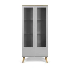 Tenzo Vitrinekast Dot - Grijs/eiken - 175x79x44 Cm