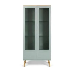 Tenzo Vitrinekast Dot - Lichtgroen/eiken - 175x79x45 Cm