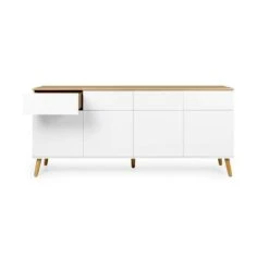 Tenzo Dressoir Dot - Wit/eiken - 79x192x43 Cm -VIDAL Salle De Bain Winkel 81023977 0600