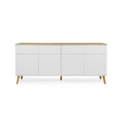 Tenzo Dressoir Dot - Wit/eiken - 79x192x43 Cm