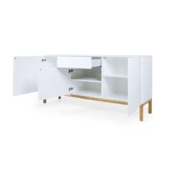 Tenzo Dressoir Patch 3 Deuren En 1 Lade - Wit/eikenkleur - 85x179x47 Cm -VIDAL Salle De Bain Winkel 81024122 1700