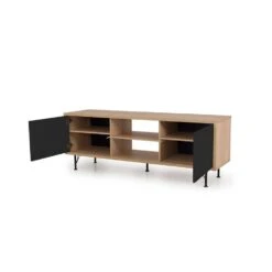 Tenzo Tv-meubel Flow - Eikenkleur/zwart - 60x164x44 Cm -VIDAL Salle De Bain Winkel 81024177 0400